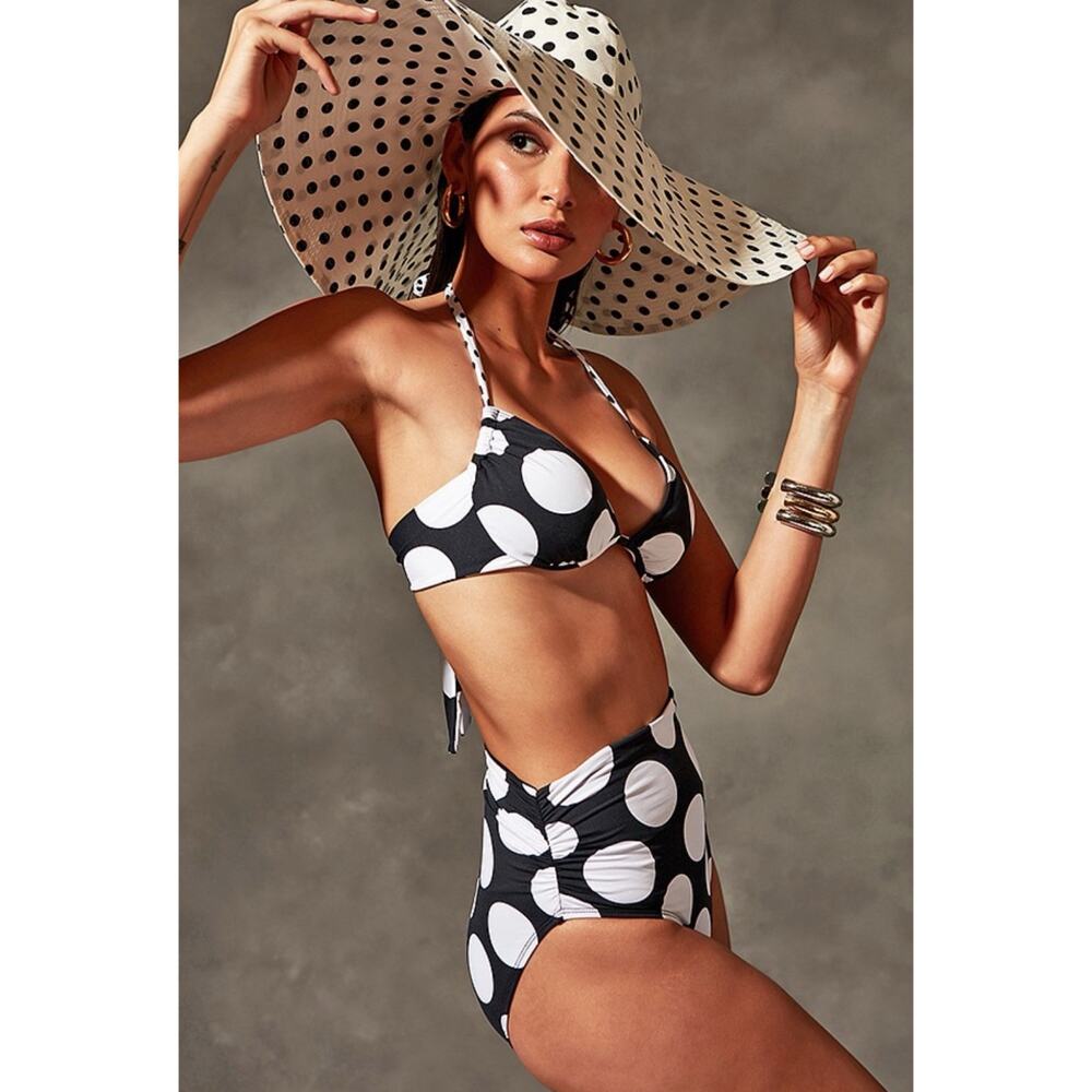 Blue Rod Beattie High Waisted Polka Dot Underwire 2 Piece Bikini 4 NWT